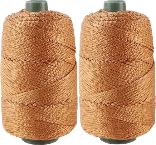 Miniatura 20 de Cordón de hilo artístico de 14.11 oz, hilo de poliéster color burdeos, para tejer macramé, bolsas de ganchillo, canasta de ganchillo, sombrero