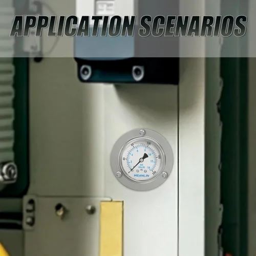 Miniatura 7 de MEANLIN MEASURE Manómetro de presión con líquido de 0~200 Psi, montaje en panel con brida frontal, NPT de 1/4", esfera de 2.5 pulgadas, caja