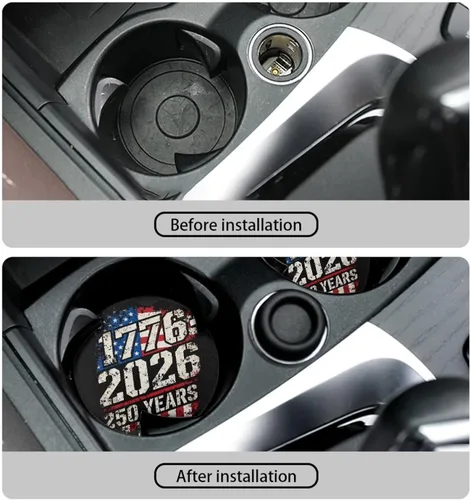 Miniatura 3 de AFPANQZ 250 Years Print Car Coasters for Cup Holders Absorbent Car Accessories 2.8" Car Cup Holder for Women 2 Pack