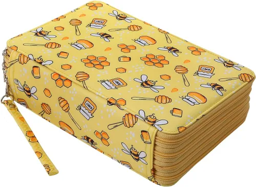 Estuche portátil con patrón de impresión a color con capacidad para 216 lápices organizador con práctico envoltorio portátil, soporte multicapa para