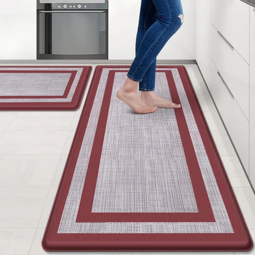 Miniatura 29 de Mattitude Juego de 2 tapetes de cocina, acolchados antifatiga antideslizantes, ergonómicos, cómodos para cocina, suelo, oficina, fregadero, azul