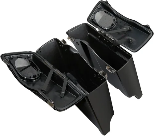 Miniatura 4 de TCT-MOTORPARTS Alforjas alargadas de 5 pulgadas con tapas de altavoces de 5x7" y sistema de guardabarros trasero LED para Harley Touring Street Road