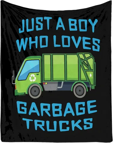 Miniatura 19 de Manta de camión de basura con texto en inglés "Boy Who Loves Garbage" para niños y hombres, manta de franela para regalo, manta de franela acogedora