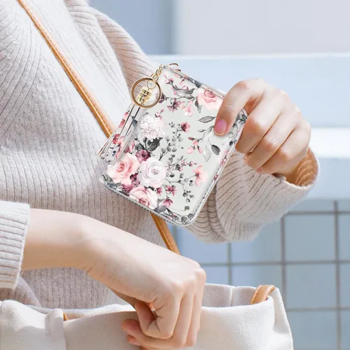 Miniatura 7 de Billetera pequeña para tarjetas de crédito RFID con purpurina linda para mujer