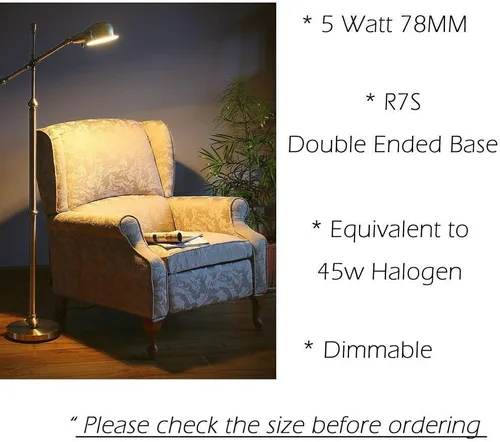 Miniatura 2 de Bonlux Bombilla LED R7S regulable de 3.071 in - Reflector LED J78 T3 R7S de doble extremo - 5 W (equivalente a bombilla halógena de 45 W) blanco