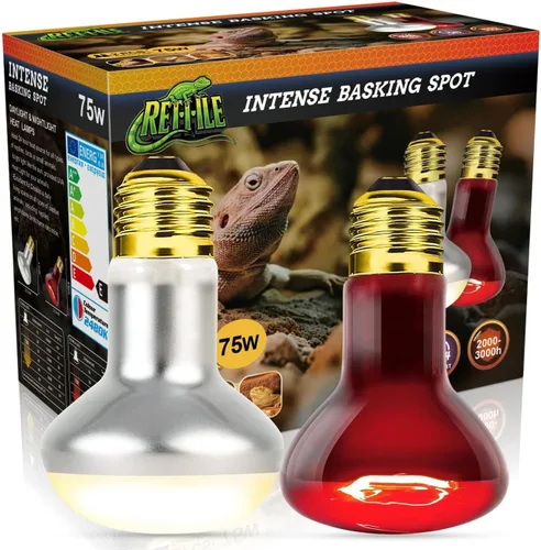 Lámpara de Calor Infrarroja para Reptiles 75W, Combo 2-en-1 Día y Noche, Lámpara de Calor Infrarroja y Lámpara de Calentamiento de Luz Solar UVA