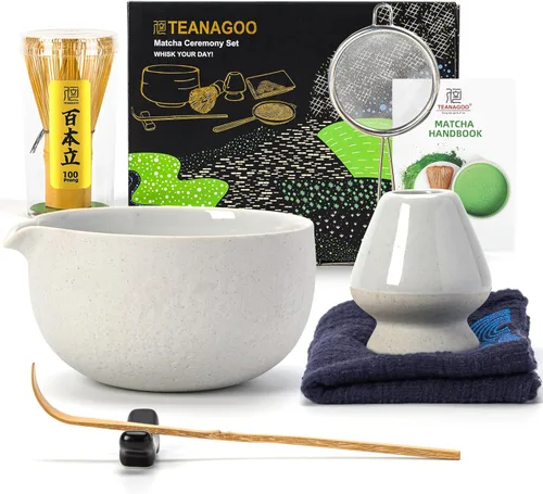 Miniatura 15 de TEANAGOO Juego de 9 Piezas Batidor de Matcha, Juego de Matcha de Cerámica, Kit de Matcha para Ceremonia, Juego de Té Matcha para Hacer Negro carbón 2