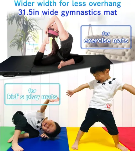 Miniatura 2 de KaRaDaStyle - Alfombrilla de gimnasia plegable de 71"x31"x2" para estiramiento, entrenamiento muscular, para niños, barra horizontal de juego
