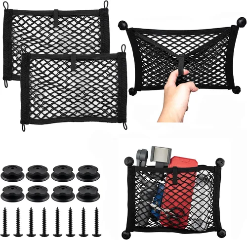 Paquete Universal de 2 Redes de Carga Elásticas Pequeñas con Bolsillo Organizador, Bolsa de Almacenamiento de 36,3 x 24,1 cm, Red de Almacenamiento