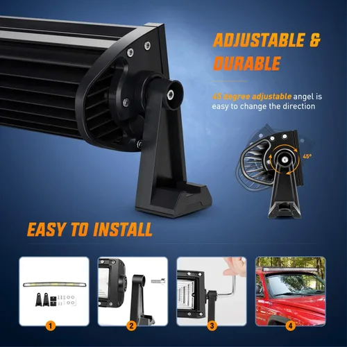 Miniatura 4 de Nilight ZH408 52 pulgadas 783W curva triple fila de inundación Spot Combo Beam Led Bar 78000LM luces de conducción y 2 piezas 52 pulgadas soporte