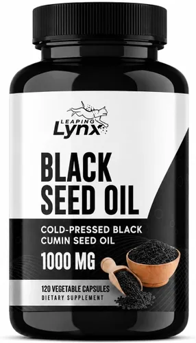 Leaping Lynx Aceite de semilla negra de 1000 mg – Cápsulas blandas de Nigella Sativa prensadas en frío para la salud inmunológica, del corazón, de