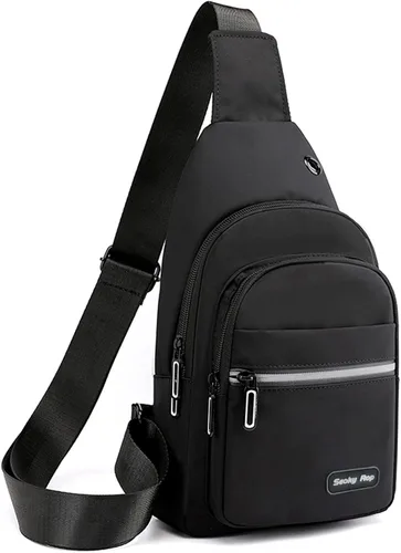 Miniatura 9 de Seoky Rop - Mochila tipo bandolera para hombre y mujer, pequeña, para el pecho y el hombro, para viajes, senderismo, mochila de día, Negro, Pequeño