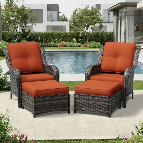 Miniatura 15 de Joyside Juego de sillas de mimbre para patio, juego de 3 piezas de mimbre para exteriores con 2 sillas reposabrazos y 1 mesa auxiliar para terraza