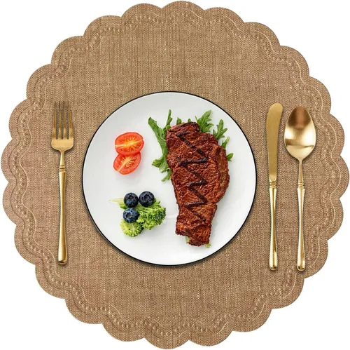 Juego de 6 manteles individuales redondos para mesa de comedor, poliuretano impermeable, aislamiento térmico, resistente a las manchas,