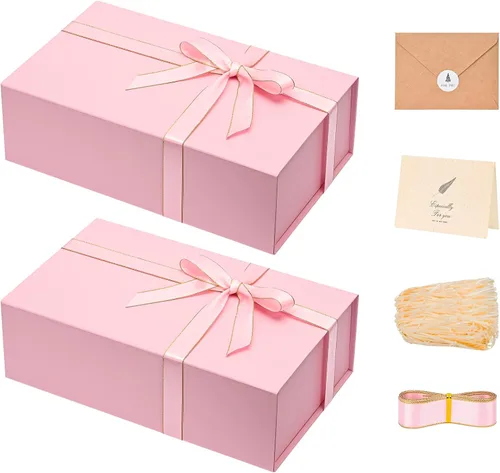 Miniatura 17 de LIFELUM Caja de regalo de 13.5 x 10 x 4 pulgadas, caja de regalo grande con tapas magnéticas, cajas de regalo negras para regalos de graduación