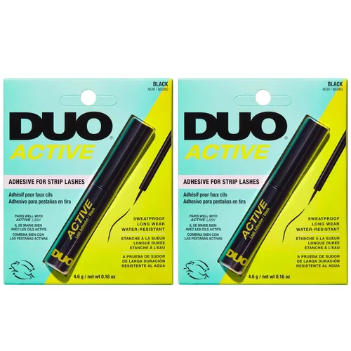 DUO Active Pegamento Negro para Pestañas - Adhesivo para Pestañas Resistente al Agua y de Larga Duración para Pestañas Postizas, 0.16 oz, Paquete de