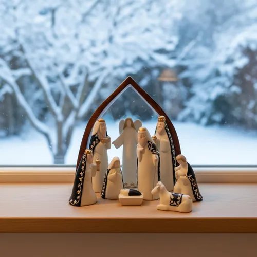 Miniatura 5 de Comfy Hour Rhode Island - Novedad Faith and Hope Baby Jesus Nativity, 9 piezas de Santa Familia con figuras de ángel, escena de Navidad