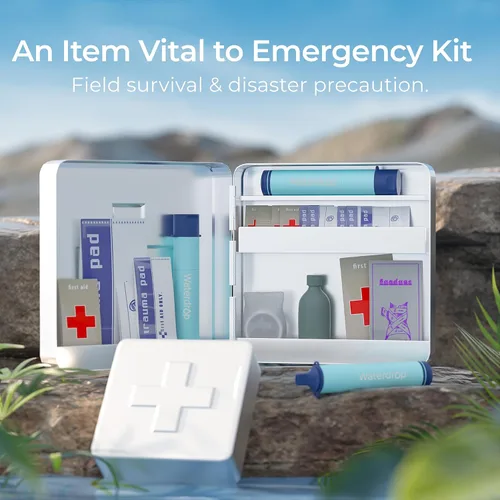 Miniatura 9 de Waterdrop Paja de filtro de agua por gravedad, sistema de filtración de agua para campamento, purificador de agua de supervivencia para viajes