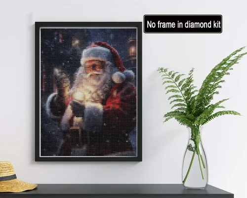 Miniatura 2 de Reofrey Kits de pintura de diamantes para adultos, Papá Noel, arte de diamantes de imitación redondos de Navidad, lienzo bordado de punto de cruz