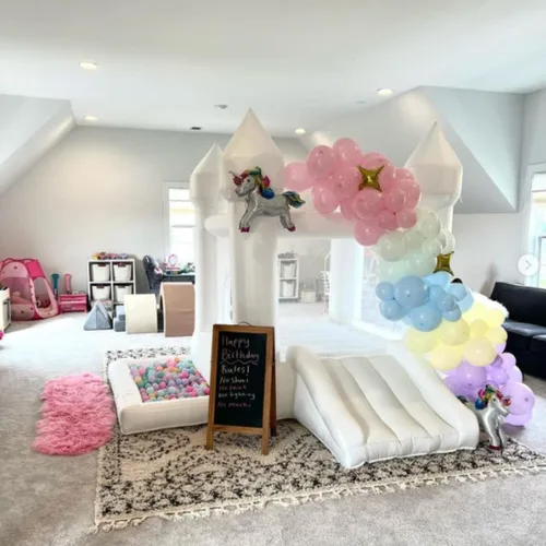 Miniatura 3 de POYOUNGHU Casa de Rebote Blanca, Casa con Inflador, Inflable para Saltar, Juguete para Niños, Material Extra Grueso Cosido para Mayor Durabilidad
