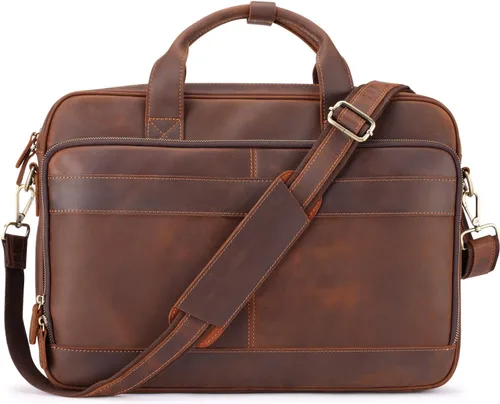 Miniatura 7 de Jack&Chris Full Grain Leather Briefcase for Men, Business Messenger Bag Laptop Bag Attache Case, Fits 15.6 Inch Laptop