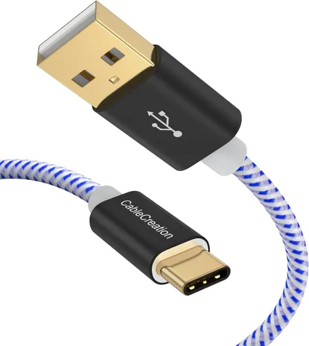 Miniatura 16 de CableCreation Cable USB corto a USB C de 1 pie, cable USB A a USB C de 3A de carga rápida trenzado USB C macho a USB macho para Power Bank, Galaxy