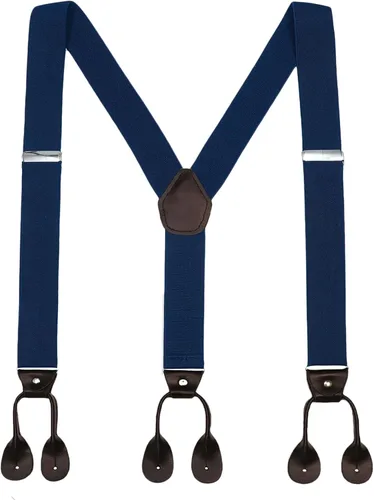 Miniatura 21 de AWAYTR Tirantes de botón marrón para hombre, tirantes elásticos ajustables en forma de Y