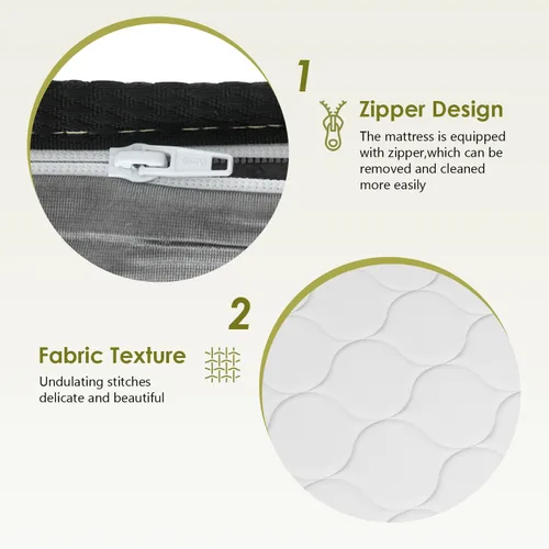 Miniatura 7 de PayLessHere Colchón individual de 8 pulgadas Colchón híbrido de firmeza media Blanco con espuma de alta densidad y funda transpirable Diseño