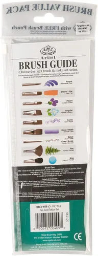 Miniatura 6 de Royal & Langnickel RSET-9158 Royal Zip N' Close Gold Taklon - Juego de pinceles para detalles de mango acrílico transparente, 10.5 x 3.9 x 0.5