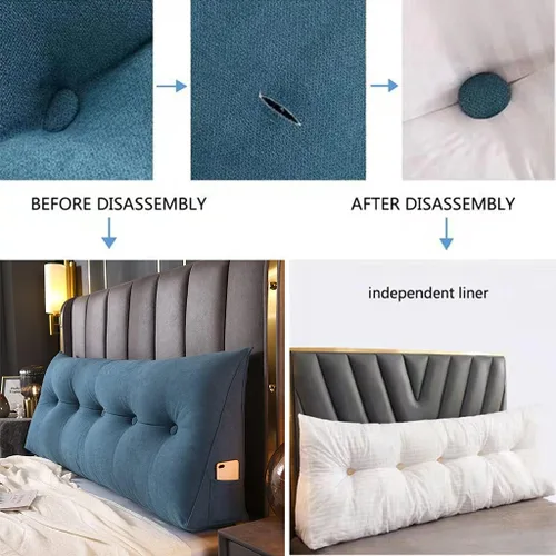Miniatura 4 de Almohada triangular grande de cuña de lectura, cojín para cabecero de cama, cojín para cabecero, cojín para cama individual, matrimonial, Queen, Gris