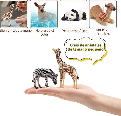 Miniatura 4 de Toymany 12 figuras de animales del bosque, figuras realistas de animales del bosque, juguetes incluyen elefante, león de montaña, jirafa y cachorros