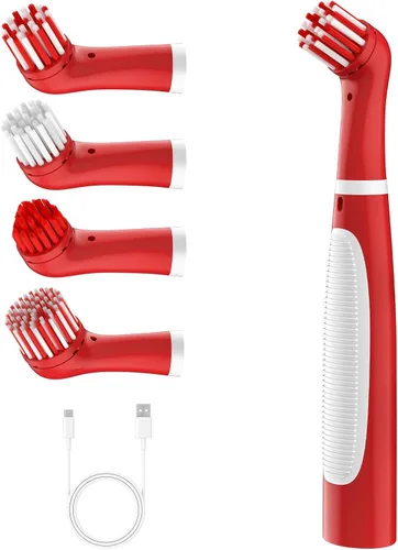 Miniatura 8 de Cepillo de limpieza eléctrico recargable con cabezales de cepillo múltiples 4 en 1 y cable USB, cepillo motorizado inalámbrico para interiores