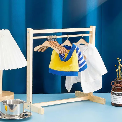 Miniatura 4 de Civaner Perchero de ropa de muñecas con colgador de madera para ropa de muñecas de 18 pulgadas, mini perchas para armario, accesorios de muebles