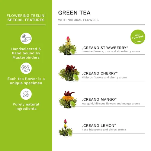 Miniatura 2 de Creano Flores de Té en Taza - Té Floreciente - 8 Tés Florecientes en 4 Variedades Diferentes - Té Verde