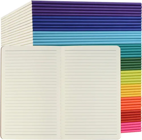 Miniatura 10 de ZCZN Paquete de 8 cuadernos rayados coloridos a granel, diarios A5 con 8 colores, 60 páginas/30 hojas, 8.3 x 5.5 pulgadas, papel rayado
