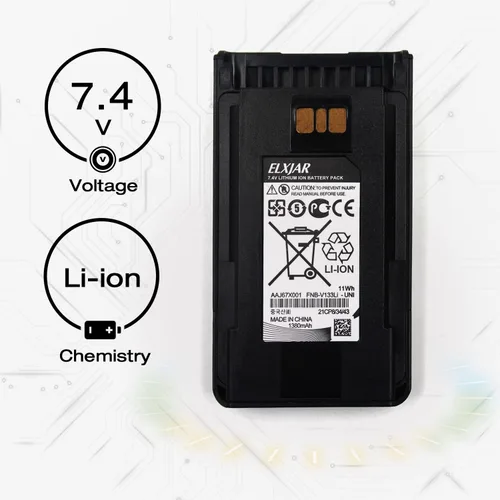 Miniatura 2 de Paquete de 2 baterías de iones de litio de 7.4V 1500mAh para Vertex EVX-231 EVX-261 EVX-530 EVX-531 EVX-534 EVX-539 VX-260 VX-261 VX-451 VX-454