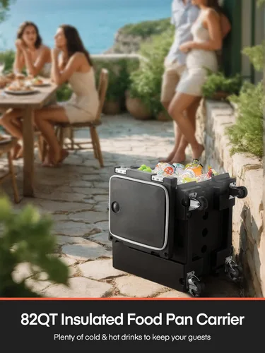 Miniatura 4 de Caja caliente para catering, calentador de alimentos portátil de 82 cuartos de galón con ruedas, transportador de bandeja de alimentos aislado