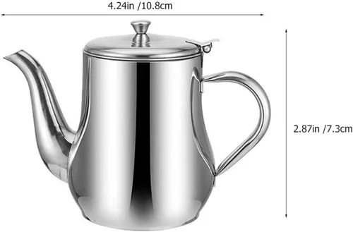 Miniatura 3 de Yardwe Olla de filtro de aceite de acero inoxidable con filtro de malla fina y tapa, contenedor de grasa de 18 onzas para almacenamiento y colado