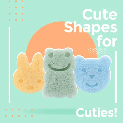 Miniatura 4 de myHomeBody Konjac - Esponja de baño para bebé, formas lindas, natural, para niños, recién nacidos, a base de plantas, 3 piezas, conjunto: conejo