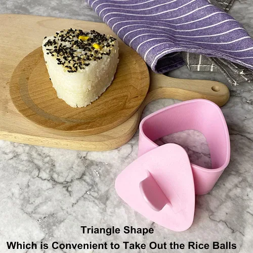 Miniatura 4 de Molde Onigiri, molde de arroz triangular, paquete de 2 prensas para hacer onigiri (grande y pequeño), kit de fabricación de arroz antiadherente
