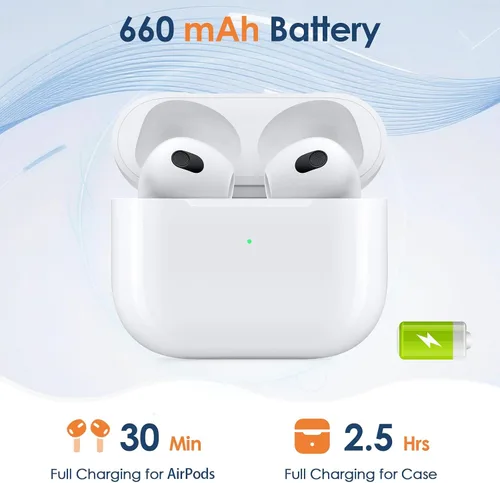 Miniatura 4 de Funda de carga inalámbrica compatible con Airpod de 3ª generación, funda de carga de repuesto para Airpod de 3ª generación con batería de 660 mAh