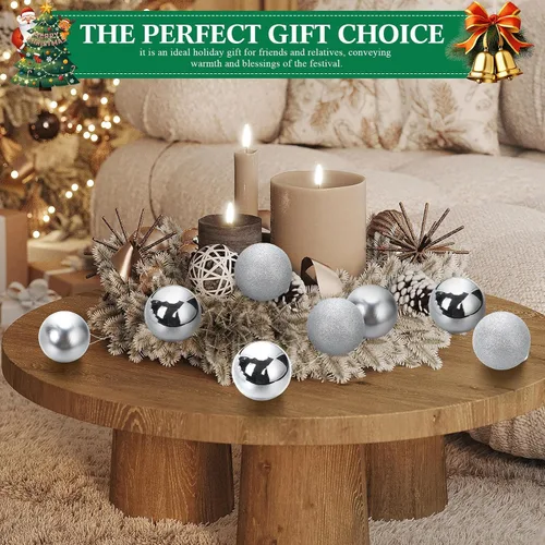 Miniatura 6 de Namalu 12 piezas 3.34" Adornos de bolas de Navidad de vidrio, adornos de bolas brillantes y mates, juego de adornos de bolas de árbol de Navidad