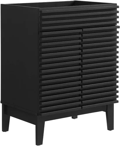 Modway Gabinete de tocador de baño Render en negro - Lavabo no incluido
