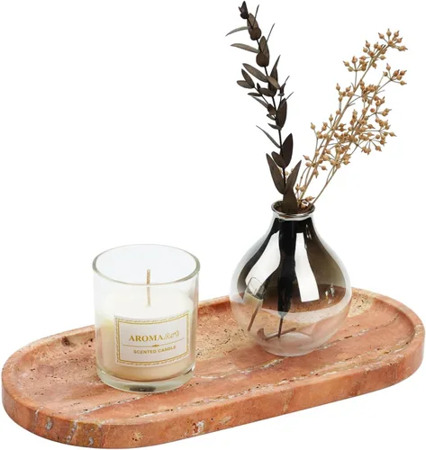 Miniatura 12 de Koville Bandeja decorativa de mármol natural indio, 12 x 6 pulgadas, organizador de encimera, catchall para perfumes, velas, joyas