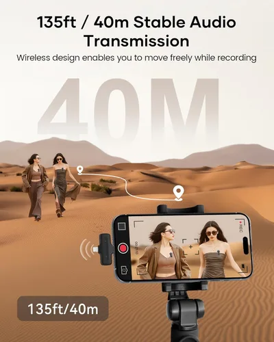 Miniatura 3 de Micrófono Lavalier inalámbrico para iPhone, iPad y Android con funda de carga, micrófono de solapa con reducción de ruido, duración de la batería