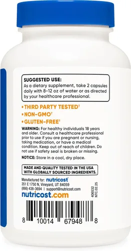 Miniatura 4 de Nutricost Resveratrol 0.017 onzas; 120 Cápsulas – 50% Trans-Resveratrol, 1 botella, 1