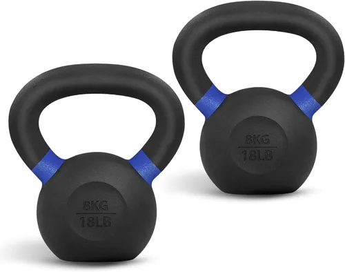 Miniatura 11 de Yes4All Powder Coated Kettlebell, Cast Iron Core Kettlebells with Non-Slip Handle & Flat Bottom for Conditioning, Heavy Duty for Strength Training