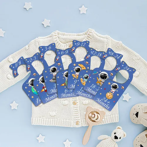 Miniatura 6 de Divisores de armario para bebé, organizador de ropa, juego de 8 organizadores de madera de doble cara azul ropa de bebé tamaño de colgador Rosa 8