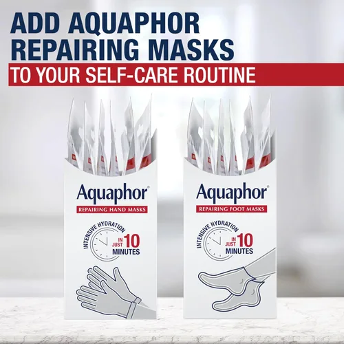 Miniatura 9 de Aquaphor Mascarillas reparadoras de manos, guantes hidratantes para manos secas, hidratante para piel seca con aceite de aguacate y manteca