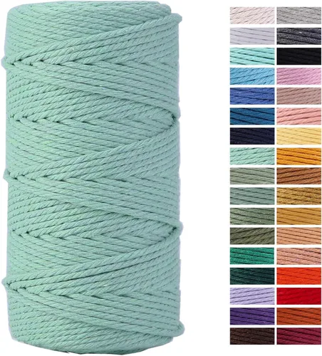 Miniatura 10 de Cuerda de Macramé Gris Claro 3mm x 109 Yardas, Cuerda de Algodón de Colores Cuerda para Manualidades Cuerda de Algodón Colorida para Colgar